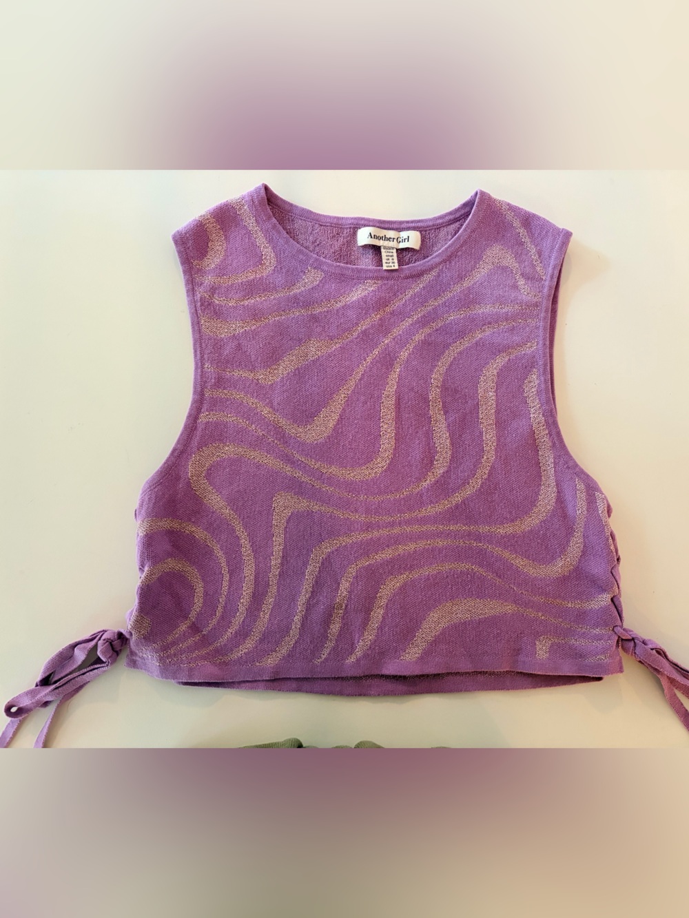 Another Girl Lavender Swirl Tie-Side Crop Tank